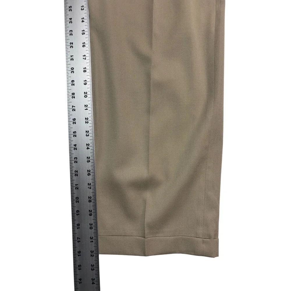 vtg 90s Bruzzi 44L 38x32 Taupe Double Breasted 2pc Pant Suit Wide Leg Pleated